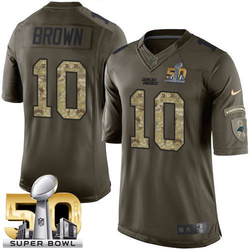 Men's Elite Corey Brown Super Bowl L Nike Jersey Green - #10 Salute to Service NFL Carolina Panthers